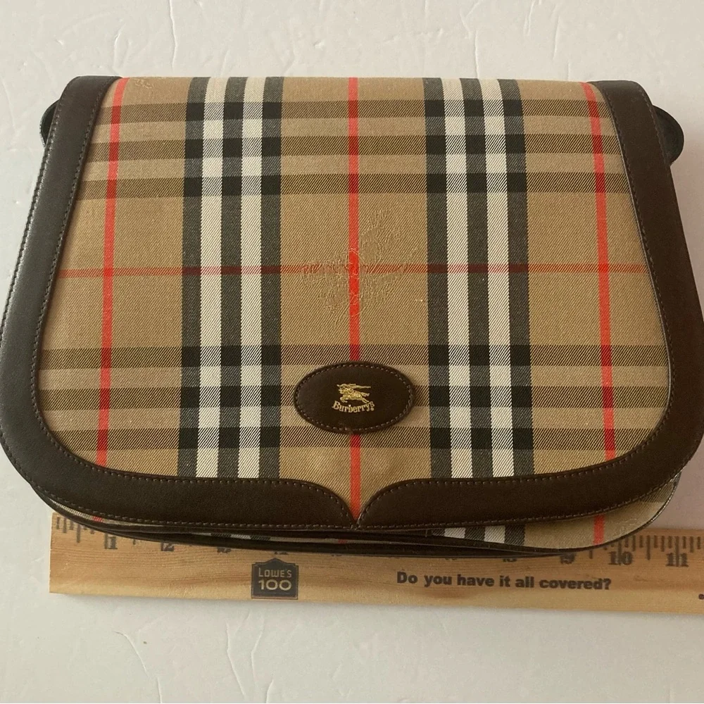 Burberry Crossbody bag Check Tan,Brown,Red.Beautiful Vintage - Picture 12 of 15
